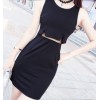 TE6558YZL Debutant sexy fake two piece mesh waist slim dress