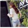 TE8108NRQ Korean style lace back simple embroidery mesh beauty pattern t-shirt