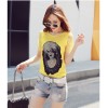 TE8108NRQ Korean style lace back simple embroidery mesh beauty pattern t-shirt