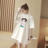 TE652XWTX Plus size v cartoon print lapel maternity dress