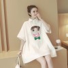 TE652XWTX Plus size v cartoon print lapel maternity dress