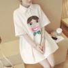 TE652XWTX Plus size v cartoon print lapel maternity dress