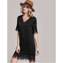 TE8802PTN Europe fashion v neck lace slim dress