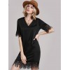 TE8802PTN Europe fashion v neck lace slim dress