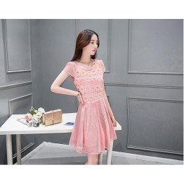 TE8823DDLY New style lace sweet empire waist short sleeve dress