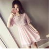 TE8891HYJ Plus size v neck national style embroidery slim waist dress