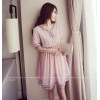 TE8891HYJ Plus size v neck national style embroidery slim waist dress