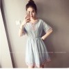 TE8891HYJ Plus size v neck national style embroidery slim waist dress