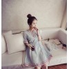 TE8891HYJ Plus size v neck national style embroidery slim waist dress