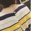 TE8891YGFS Stripes lacing back tops with skirt