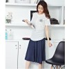 TE913XMT Vintage fresh ramie cotton short sleeve tops with skirt