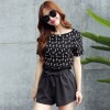 TE9523BOOT Korean fashion shivering tops with wide leg shorts