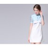 TE9648LLYG New style fresh embroidery contract color short sleeve dress