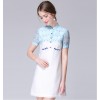 TE9648LLYG New style fresh embroidery contract color short sleeve dress