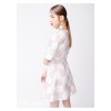 TE9649LLYG Europe fashion pink checks gentlewomen slim v neck dress