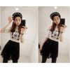 TE9909WJYS Lace splicing cartoon print stripes dress