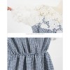 TE9917WJYS Korean style lace petal spicing check gentlewomen dress