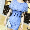 TE9927YBF Clock lace tassel slim dress