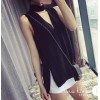 TE9929YBF Deep V neck sleeves tops