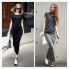 TE2216ALFS Europe fashion fake two piece tight hip slim maxi dress