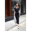 TE2216ALFS Europe fashion fake two piece tight hip slim maxi dress