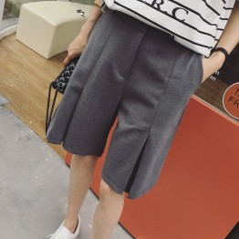 TE5268QBY New style Korean fashion casual empire waist wide leg half long pants