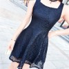 TE9920YBF Square collar sleeveless slim lace dress