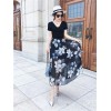 TE9951YBF Fashion sexy lacing short sleeve t-shirt with print chiffon skirt