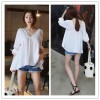 TE3043YZS Summer loose casual v neck three quarter sleeve tops