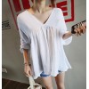 TE3043YZS Summer loose casual v neck three quarter sleeve tops