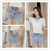 TE5142DDFS Empire waist loose slim casual denim shorts