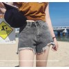 TE5145DDFS Empire waist irregular rough edge denim shorts