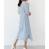 TE6433YZS Fashion vertical stripes irregular slim waist dress