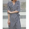 TE6433YZS Fashion vertical stripes irregular slim waist dress