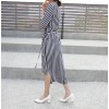 TE6433YZS Fashion vertical stripes irregular slim waist dress