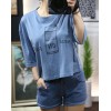 TE6434YZS Candy color macarons batwing sleeve letter print t-shirt with shorts