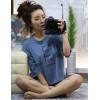 TE6434YZS Candy color macarons batwing sleeve letter print t-shirt with shorts