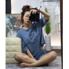 TE6434YZS Candy color macarons batwing sleeve letter print t-shirt with shorts