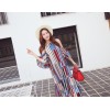 TE6436YZS Holiday style geometry colorful stripes off shoulder backless beach maxi dress