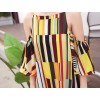 TE6436YZS Holiday style geometry colorful stripes off shoulder backless beach maxi dress