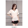 TE8825JDYJ Lace splicing chiffon shirt with embroidery shorts