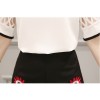 TE8825JDYJ Lace splicing chiffon shirt with embroidery shorts