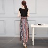 TE8826JDYJ Geometry pope vintage print empire waist side slit maxi dress