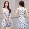 TE8827JDYJ Temperament print v neck two pieces dress