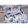 TE8827JDYJ Temperament print v neck two pieces dress