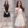 TE8828JDYJ Fresh grenadine splicing A line slim dress