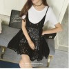 TE8868SYM Maternity cotton t-shirt with lace gallus dress