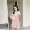 TE8868SYM Maternity cotton t-shirt with lace gallus dress