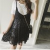 TE8868SYM Maternity cotton t-shirt with lace gallus dress