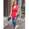 TE6442YZS Fashion slim waist temperament hollow out backless chiffon tops